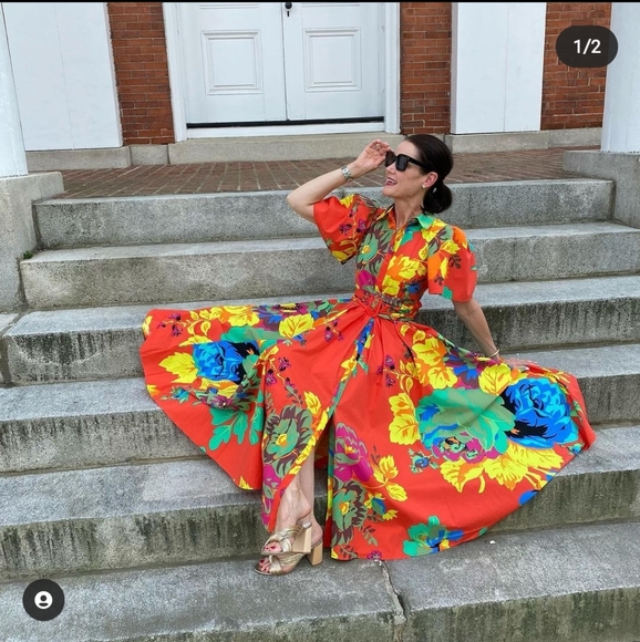 Sz 2 Christopher John Rogers Floral Shirtdress - Picture 2 of 9